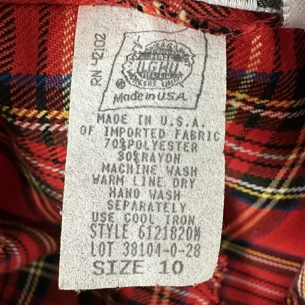 Vintage Tartan Plaid‎ Red Shorts Size 10